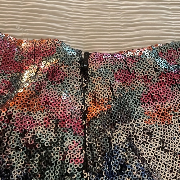 Ramy Brook Auerbach Dolman Long Sleeve V-Neck Multicolor Sequin Mini Dress - Picture 8 of 10